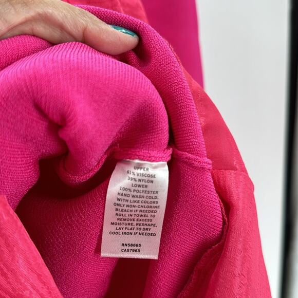 Rachel Parcell Bubble Hem retro 80s pink quirky Barbie mock neck dress size XS - Picture 7 of 10